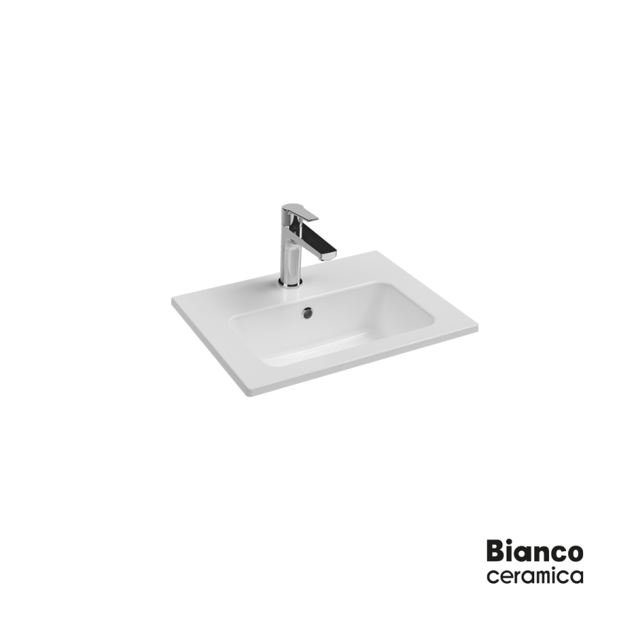 Νιπτήρας Πορσελάνης 50x36 (1 οπή) Bianco Ceramica White 37050-300