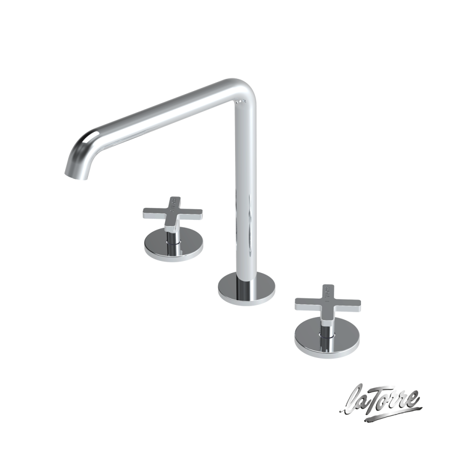 Μπαταρία Νιπτήρα Επικαθήμενη 3 οπών με Βαλβίδα Clic-Clac Εlle Cross La Torre Chrome 38102-100