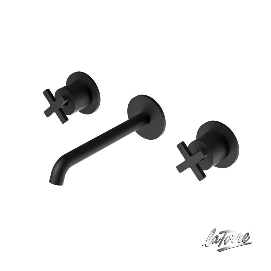 Μπαταρία Νιπτήρα Τοίχου 3 οπών Εlle Cross La Torre Black Matt 38118-400