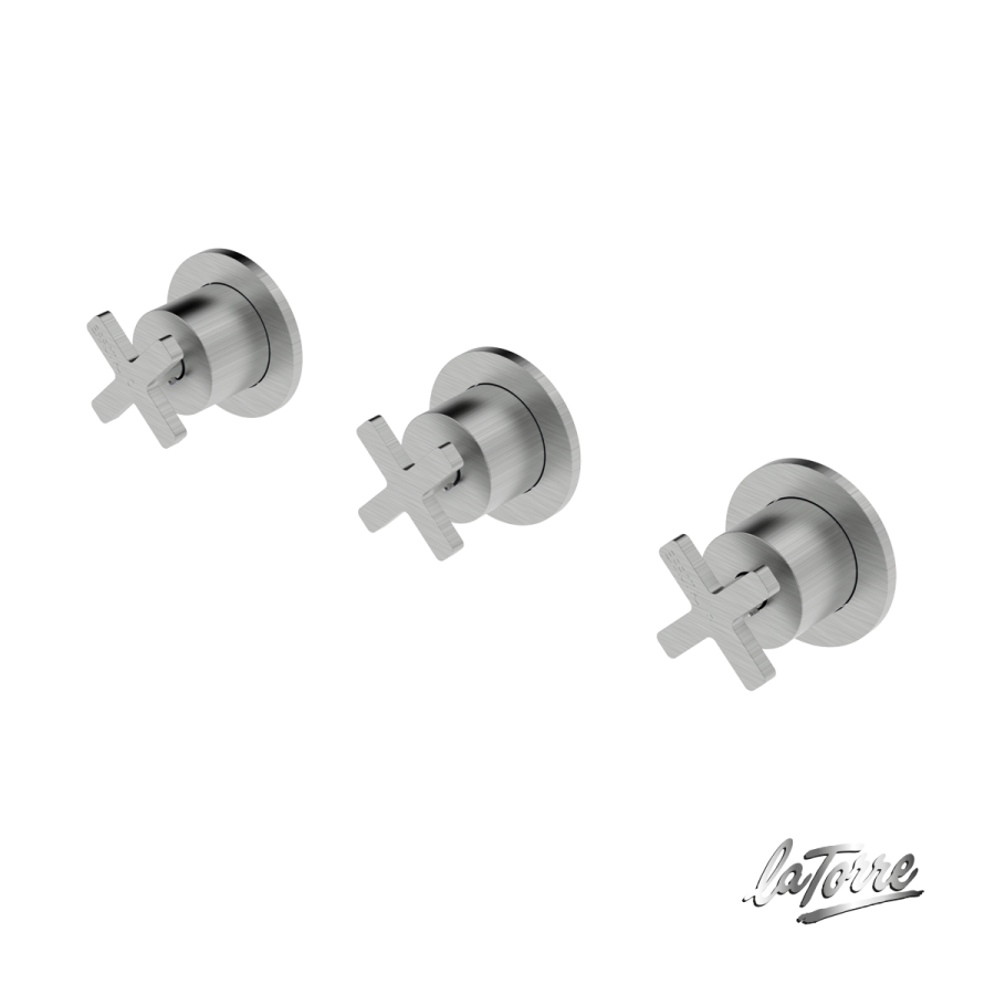 Βαλβίδες Ζεστό-Κρύο με εκτροπέα 3 εξόδων, La Torre Elle Cross Inox Finish 38289-110