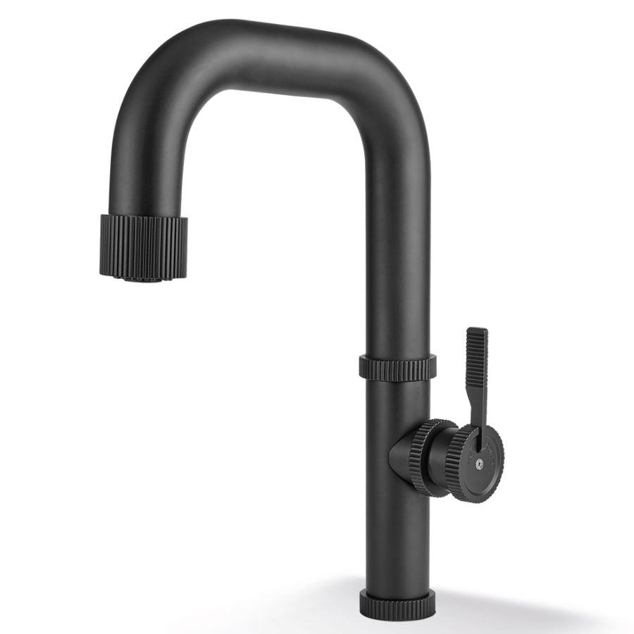 Μπαταρία Νεροχύτη Μαύρο Ματ, Περιστρεφόμενο ρουξούνι με συρόμενο ντους 2 Λειτουργιών (Shower-Spray) Armando Vicario Raw 400686-400