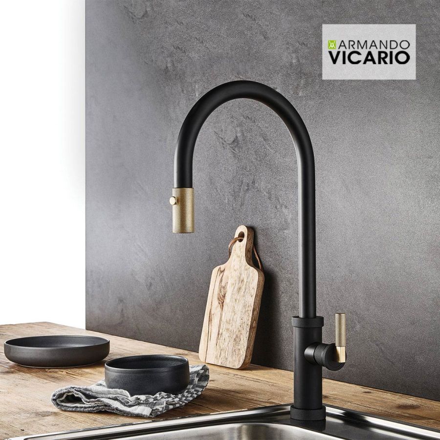 ΜΠΑΤ.ΝΕΡΟΧ. URBAN VICARIO BLACK MATT/BRUSHED GOLD 400702-400201