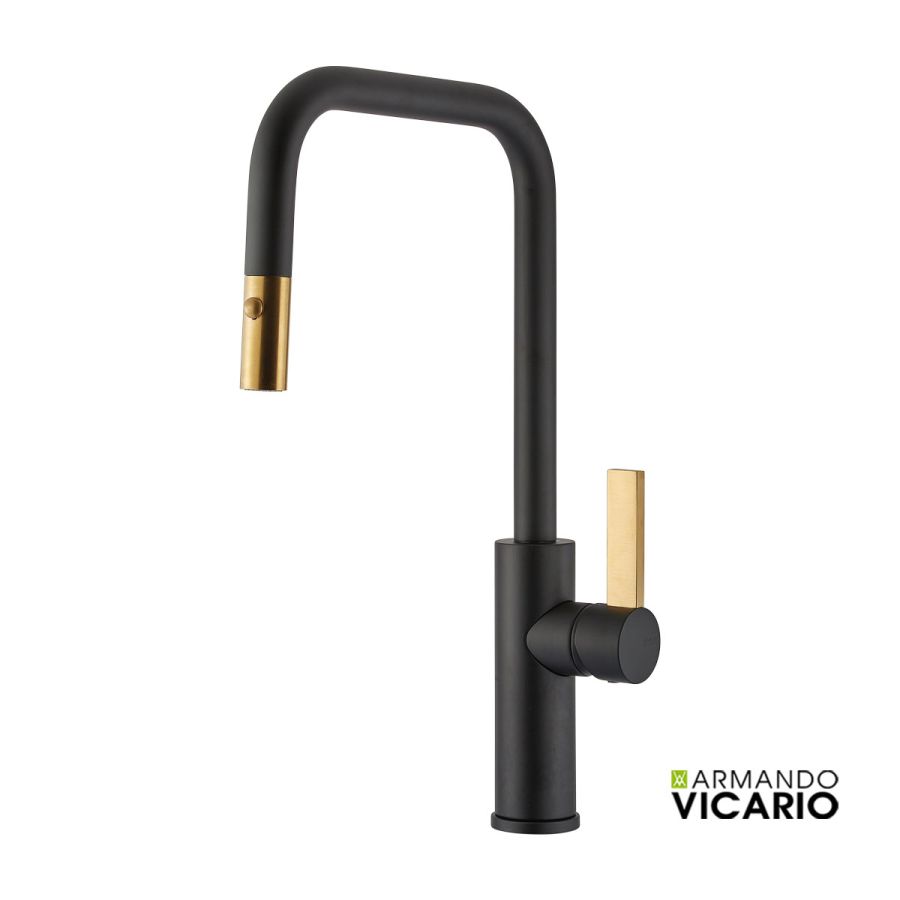 Μπαταρία Νεροχύτη Κουζίνας Luz Vicario Black Matt/Brushed Gold Vicario 400711-400201