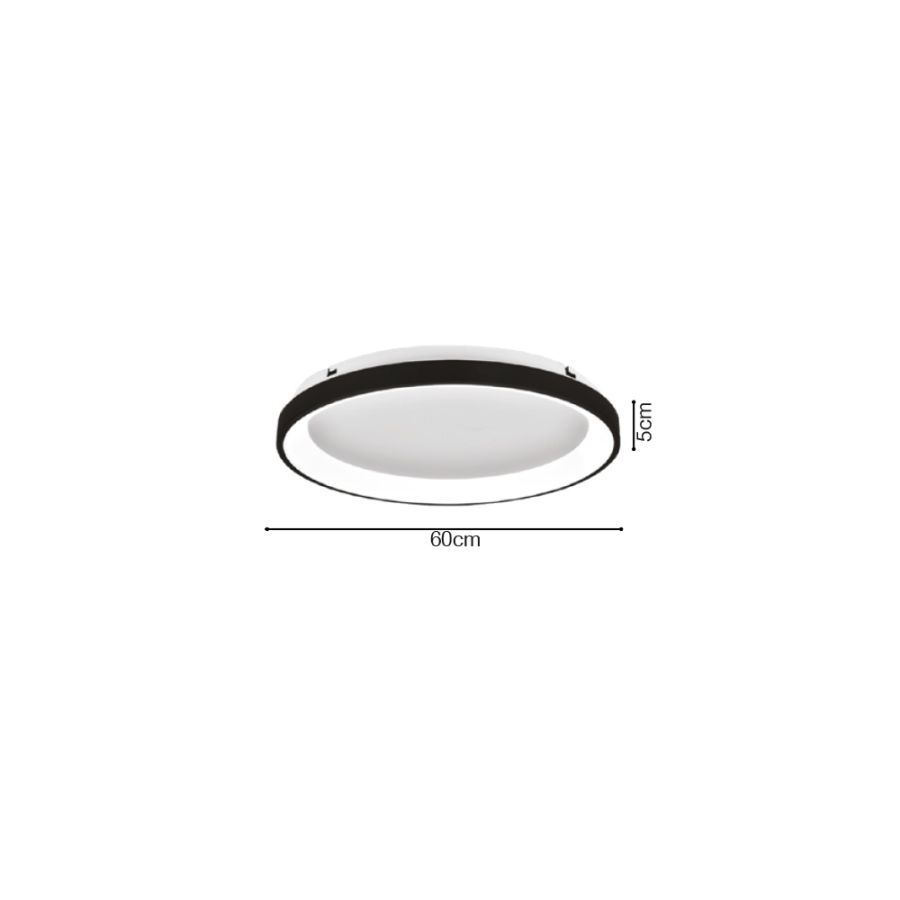 Πλαφονιέρα Οροφής D60x5cm LED 28W 3CCT 2800lm Μαύρο Μέταλλο-Ακρυλικό Inlight 42044-B-Black