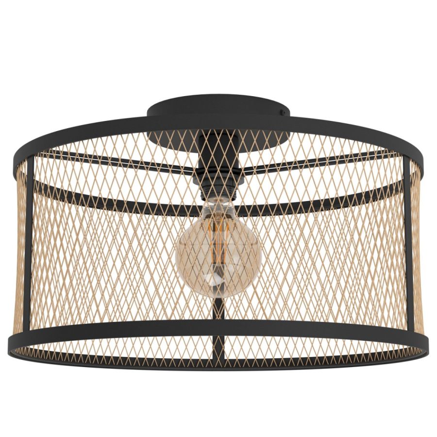 Φωτιστικό Οροφής Μονόφωτο Ø450xΗ270mm 1xE27 Μαύρο-Ορείχαλκος Eglo Dellow 43603