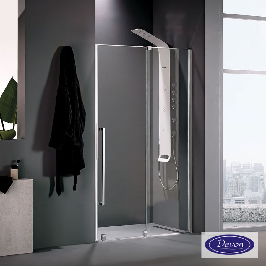Συρόμενη πόρτα καμπίνας ντουζιέρας Breeze 150 ύψους 200εκ.  ρυθμιζόμενη από 147 έως 151εκ. Devon Clean Glass Chrome BSL150C-100