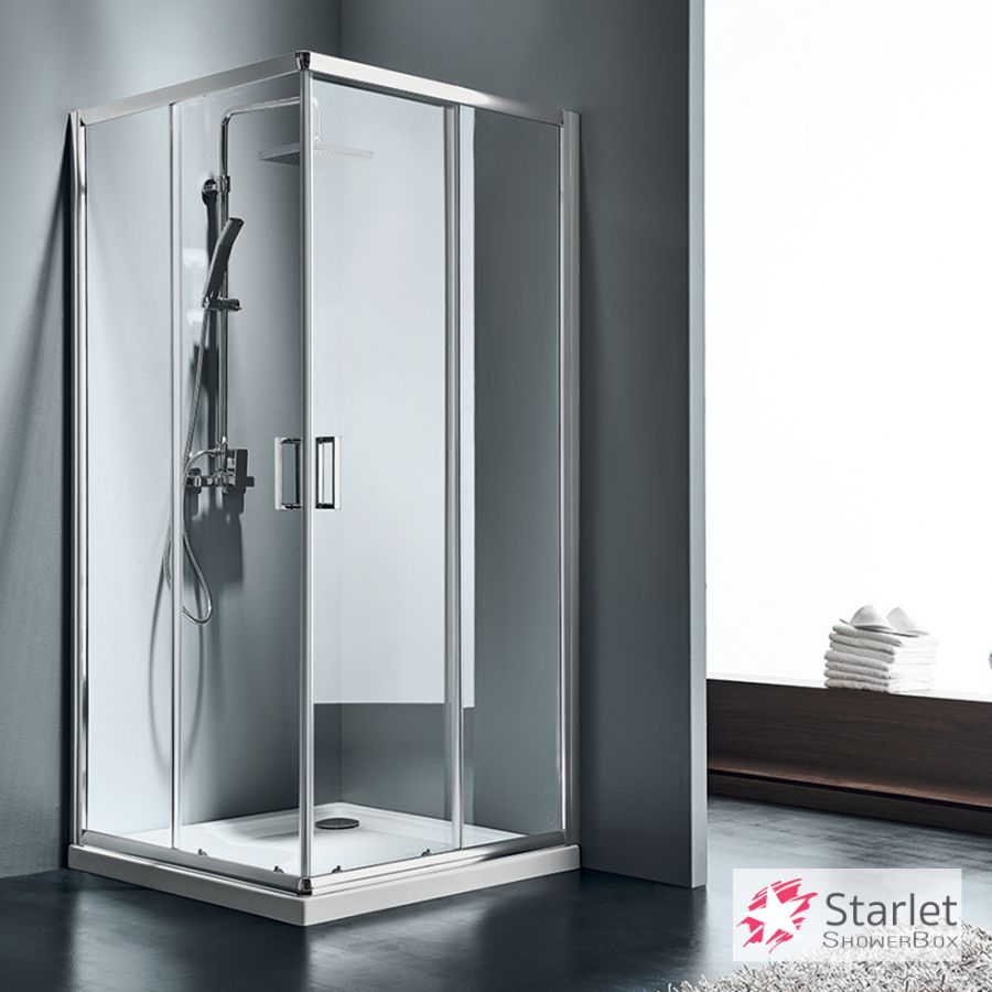 Καμπίνα ντουζιέρας Γωνιακής Εισόδου Corner Entry 100x80 (97-99 x 77-79 εκ), Starlet Clear Chrome CS10080T-100