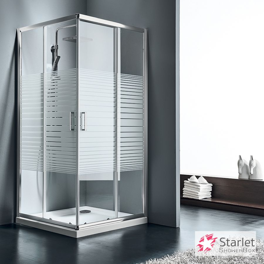 Καμπίνα ντουζιέρας Γωνιακής Εισόδου Corner Entry 80x80 (77-79 εκ.), Starlet  Stripes Chrome CS80S-100