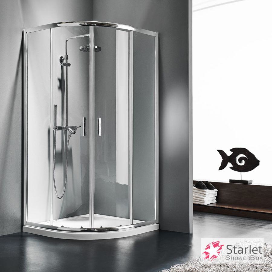 Ημικυκλική καμπίνα ντουζιέρας QUADRANT 80 (77-79εκ.), Starlet Clear Chrome QS80T-100