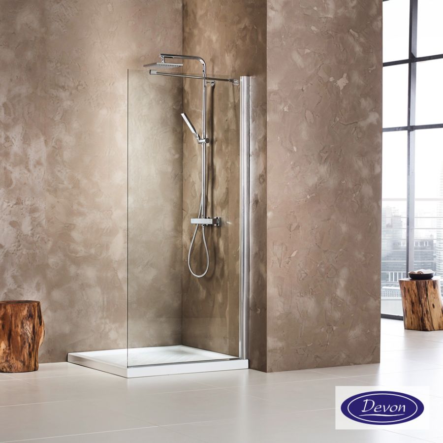 Διαχωριστικό κρύσταλλο ντουζιέρας WD50 ρυθμιζόμενo από 47 έως 49εκ., Devon Clean Glass Chrome WD50C-100