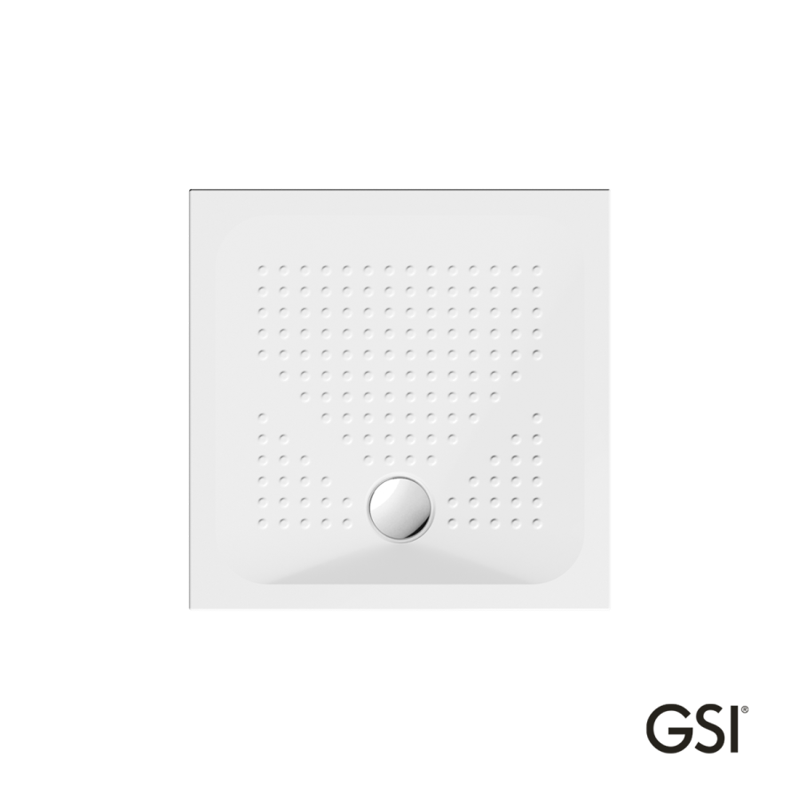 Ντουζιέρα Πορσελάνης Τετράγωνη 80x80 h.4 (4384) antislip Φ90 GSI White 470808-300