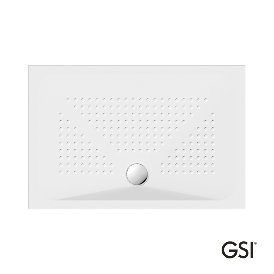 Ντουζιέρα Πορσελάνης Παραλληλόγραμμη 120x80 h.4 (4398) antislip Φ90 GSI White 471208-300