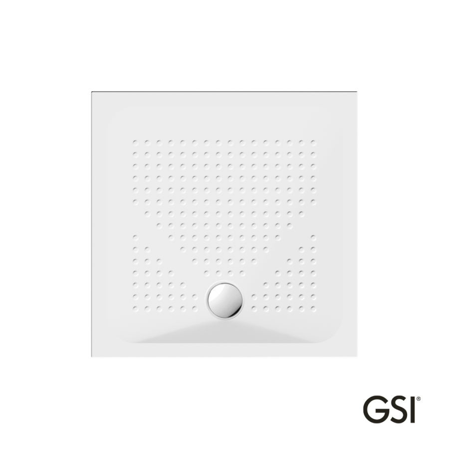 Ντουζιέρα Πορσελάνης Τετράγωνη 90x90 h.4 (4394) antislip Φ90 GSI White 470909-300