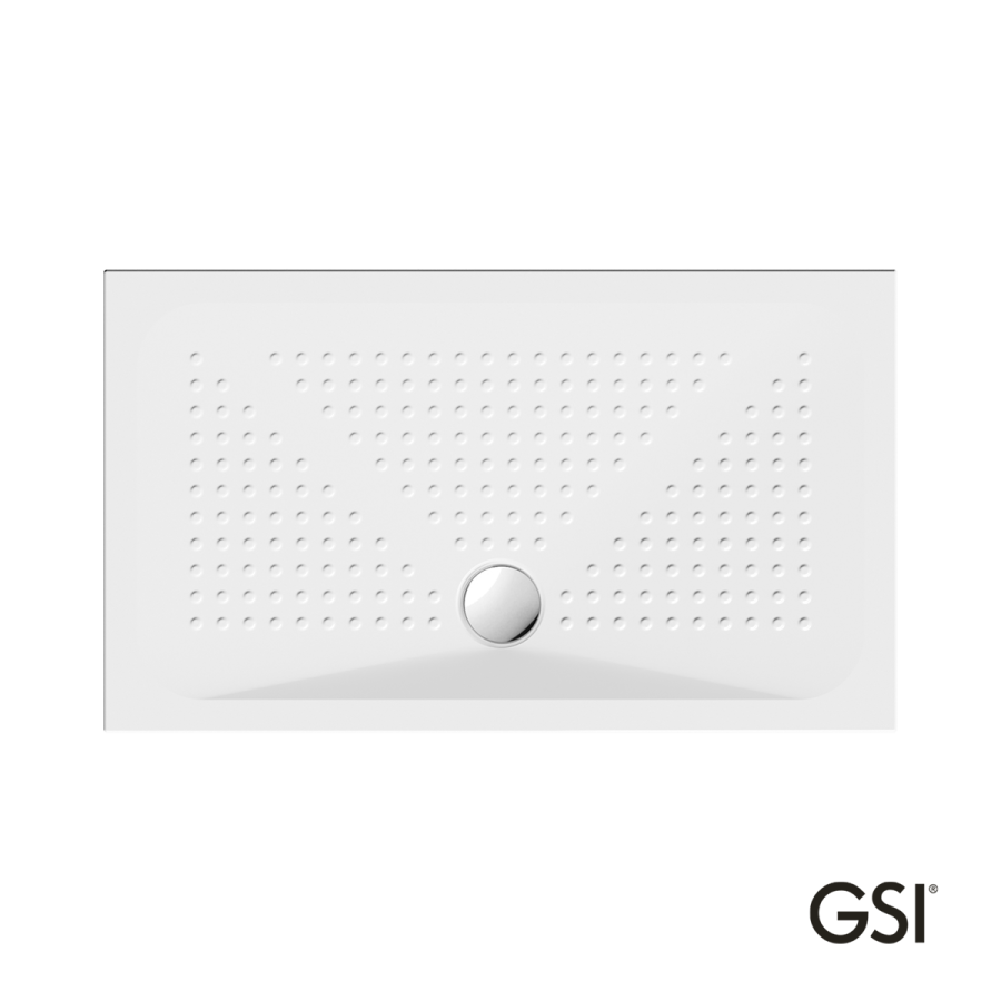 Ντουζιέρα Πορσελάνης Παραλληλόγραμμη 120x70 h.4 (4399) antislip Φ90 GSI White 471207-300