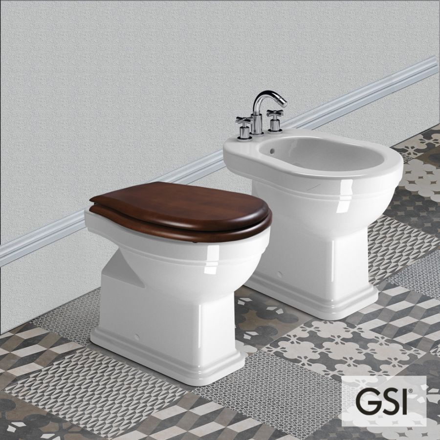 Λεκάνη Υψηλής Πίεσης Κατωστόμια CLASSIC/54 με Απλό κάλυμμα MS87 Ξύλο, GSI White 871000W-300