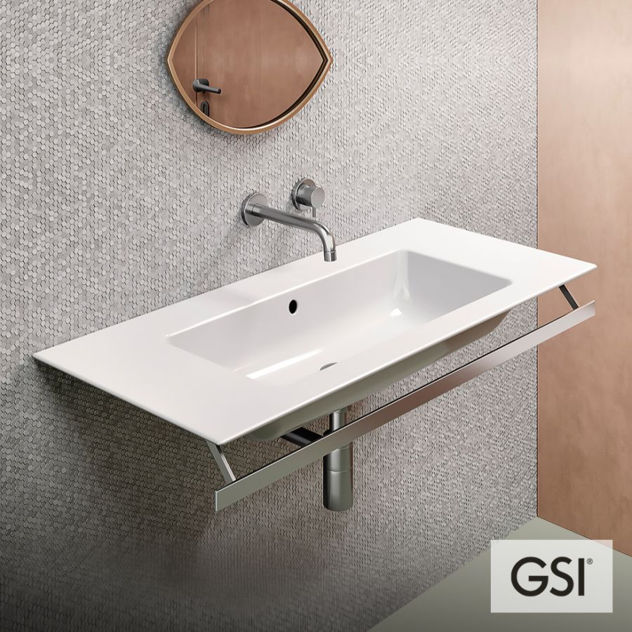 Νιπτήρας Πορσελάνης Pura 102x46 (1 οπή+2 προχ.) GSI White 8886-300