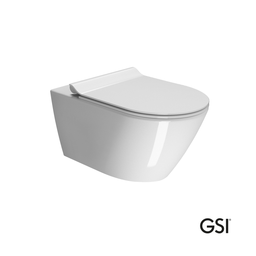 Λεκάνη Κρεμαστή Kube-X/55 Swirlflush με κάλυμμα Super Slim Soft Close MS86SC, GSI White 941500SC-300