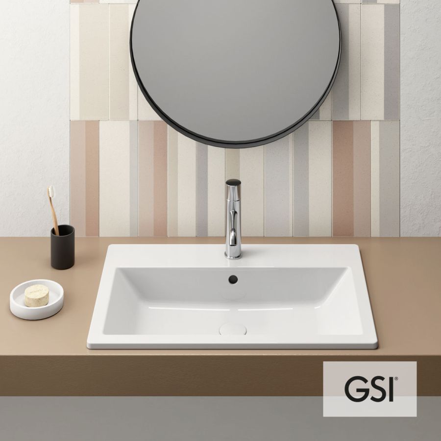 Νιπτήρας Πορσελάνης Kube-X 70x46 (1 οπή) GSI White 9437-300