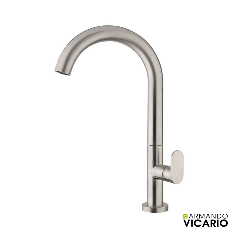 Μπαταρία Νιπτήρα Υψηλή με Βαλβίδα Clic-Clac Slim Vicario Inox 500041-110