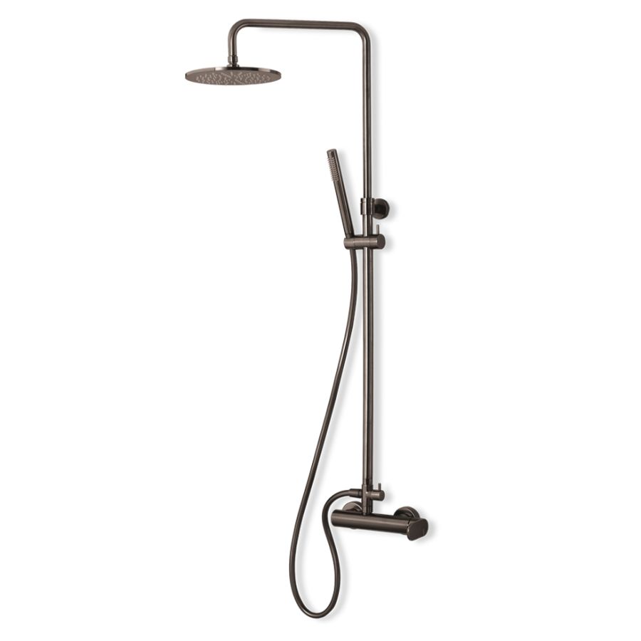 Μπαταρία Ντουζιέρας με Κεφαλή και Κολώνα ρυθμιζόμενου ύψους Slim Vicario Black Brushed 500065-410