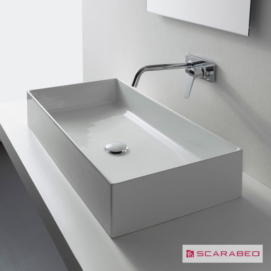 Νιπτήρας Πορσελάνης Teorema2.0 80x40 Scarabeo White 5102-300