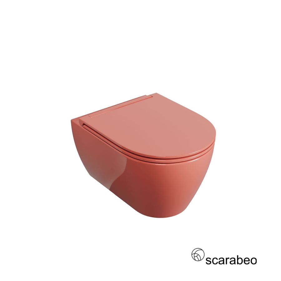 Λεκάνη Κρεμαστή GLAM/50,5 Twist με κάλυμμα Slim Soft Close, Scarabeo Peach Glossy 520100SC-820