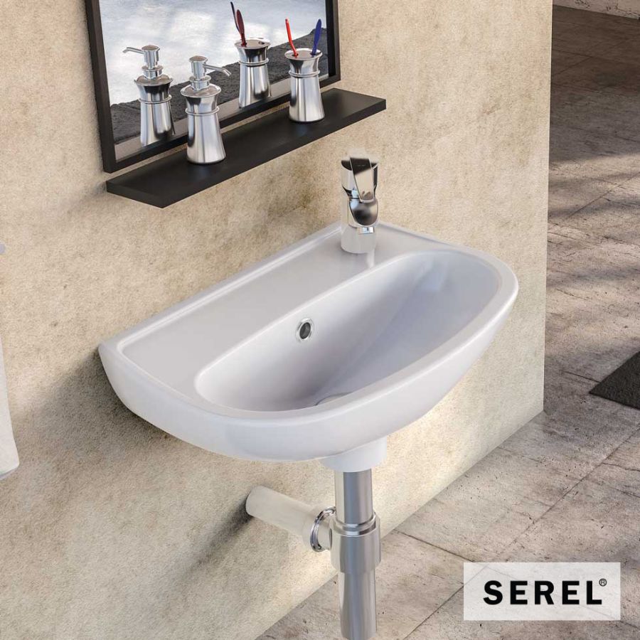 Νιπτήρας Πορσελάνης 40x25 (1 οπή) SEREL White 1301-300