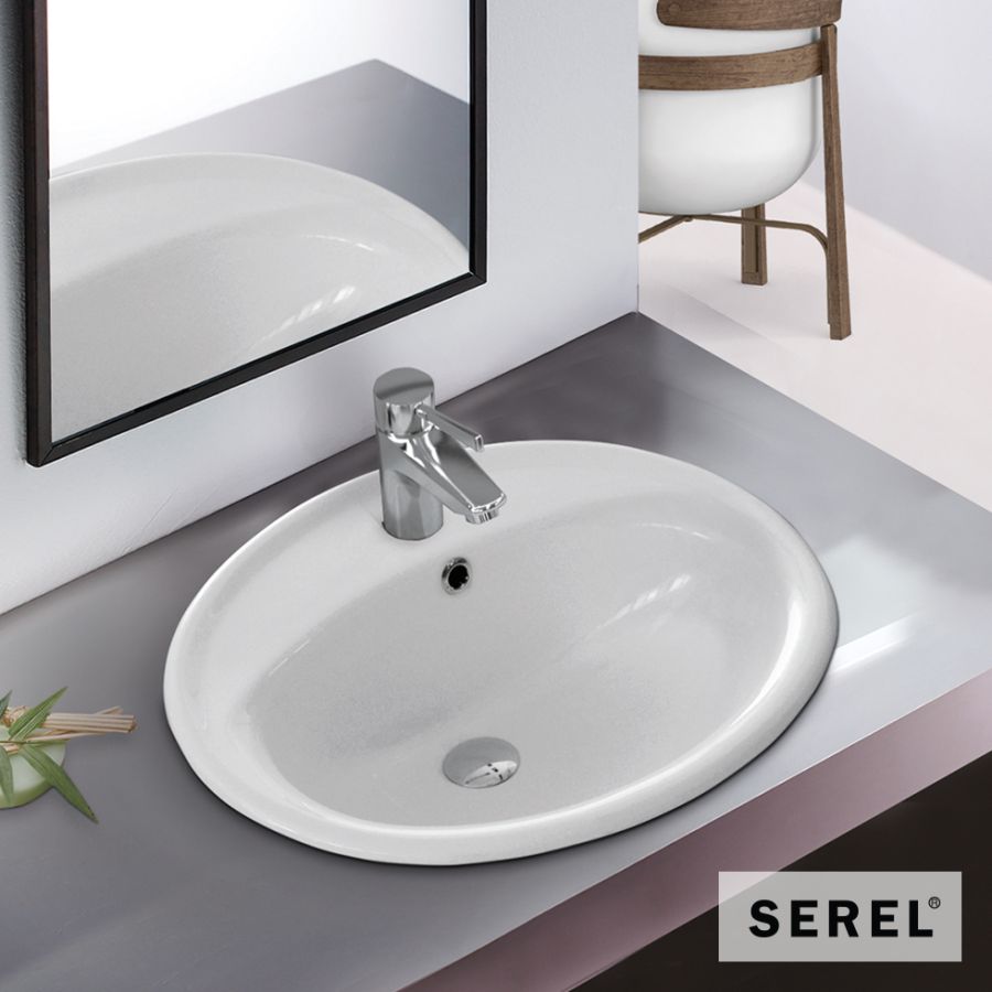 Νιπτήρας Πορσελάνης 58x49 (1 οπή) SEREL White 1841-300
