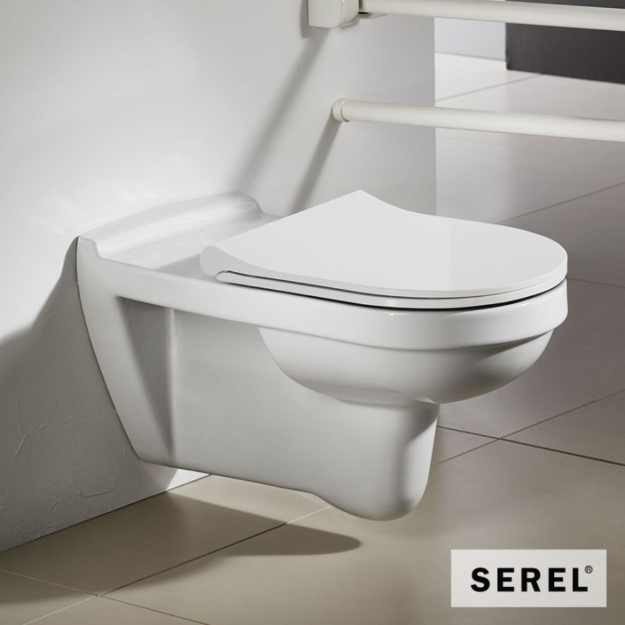 Λεκάνη Κεμαστή ΑΜΕΑ SENIOR με κάλυμμα Slim Soft Close 9001SC, Serel White 304500SC-300