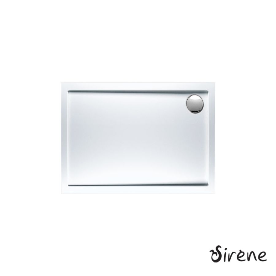 Ντουζιέρα Ακρυλική Παραλληλόγραμμη 100x70 extra-flat Φ90 Sirene White E10070-300