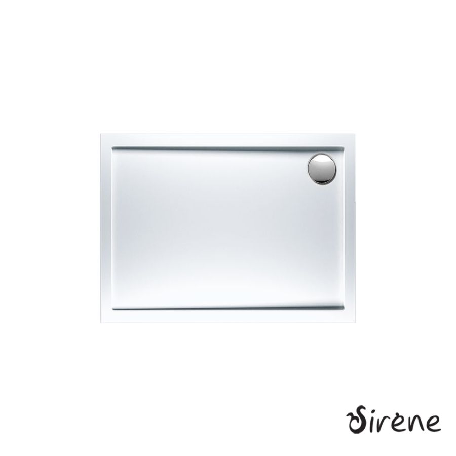 Ντουζιέρα Ακρυλική Παραλληλόγραμμη 100x80 extra-flat Φ90 Sirene White E10080-300