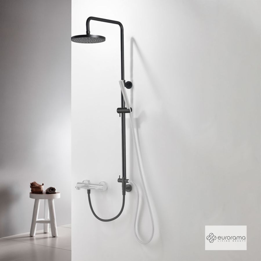 Ρυθμιζόμενη Κολώνα Ντους με κεφαλή Φ20 για σύνδεση μεΜπαταρία Λουτρού, Black Matt 51400R-400