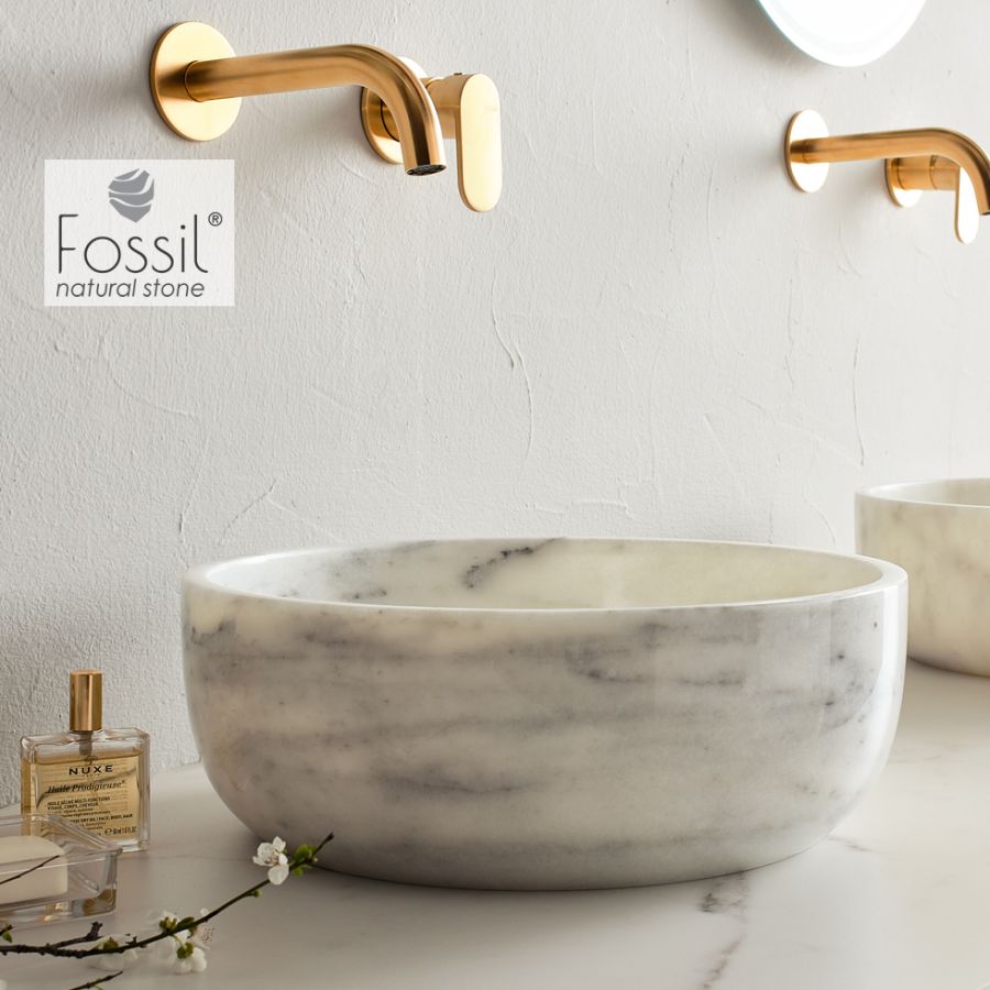 Νιπτήρας Μαρμάρινος Thalo Φ33 h.12.5 Fossil Carrara Nuovo DR33-300