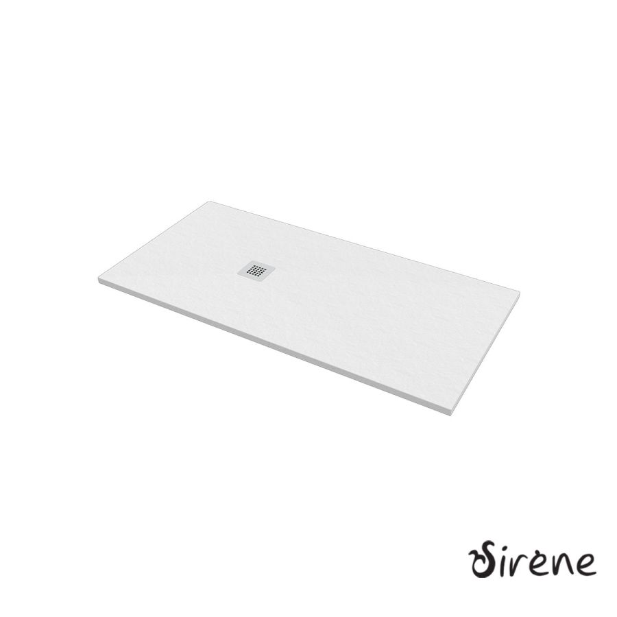 Ντουζιέρα Cast Marble (Χυτό μάρμαρο) με Βαλβίδα Slate 160 x 80 Sirene White Matt S16080-301