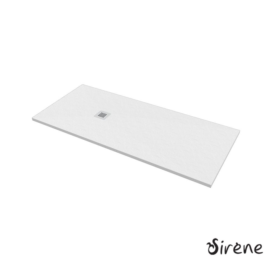 Ντουζιέρα Cast Marble (Χυτό μάρμαρο) με Βαλβίδα Slate 180 x 80 Sirene White Matt S18080-301