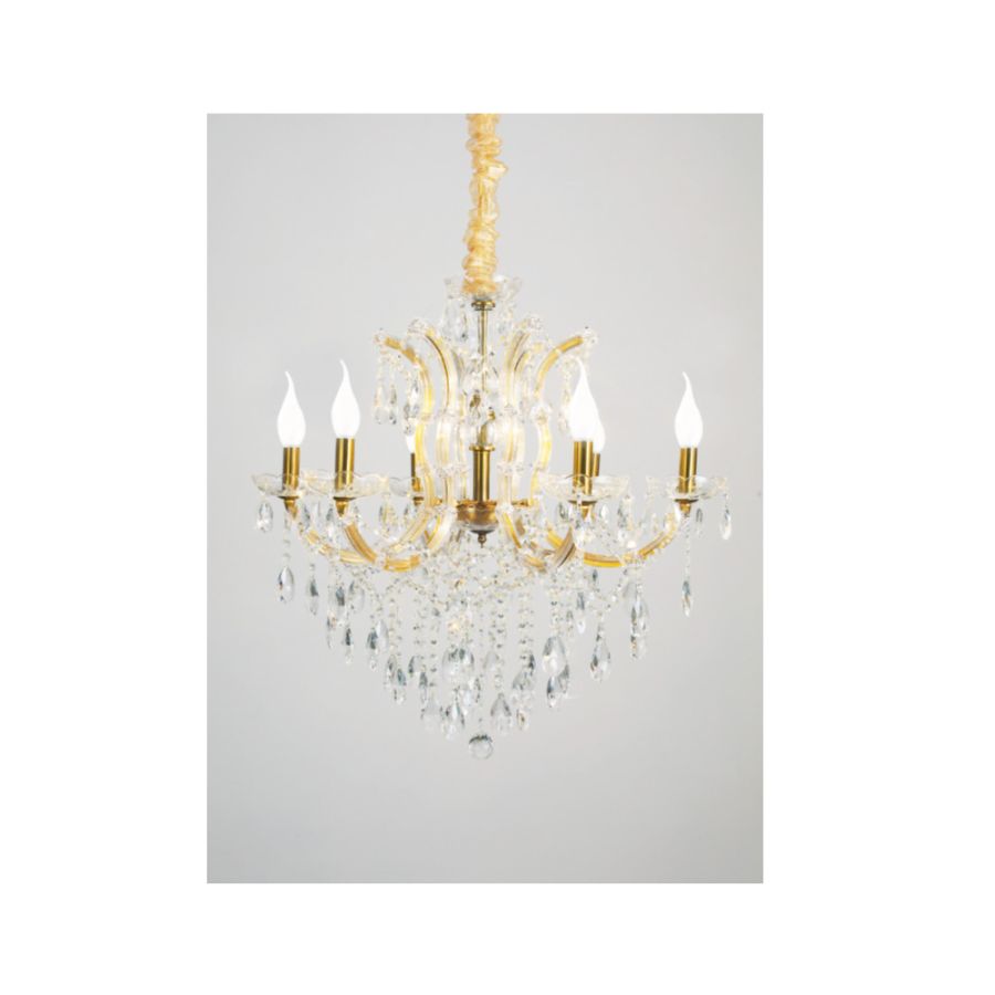 Κρεμαστό φωτιστικό από οξυντέ μέταλλο γυαλί και κρύσταλλα 6XE14 D:70cm 5244-6-Οξυντέ