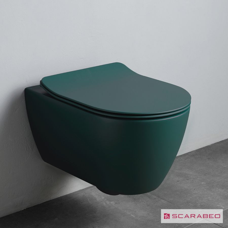Λεκάνη Κρεμαστή MOON/50,5 Clean-Flush με κάλυμμα Slim Soft Close, Scarabeo Musk (verde) 552000SC-900
