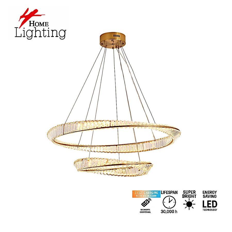 SE LED 60+80 OVELA ROSE GOLD Φ60+80cm 3CCT REMOTE CONTROL 2 YEARS WARRANTY HOMELIGHTING 77-51194