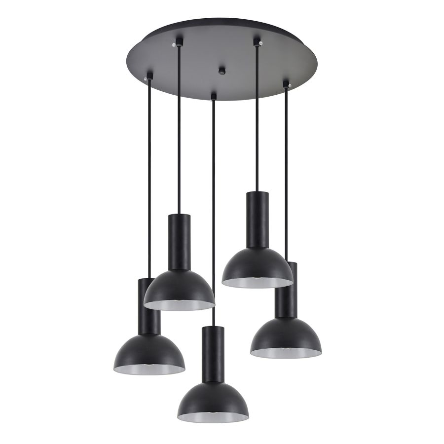 SE21-BL-4-5BL-MS3 ADEPT TUBE Black Pendant Black Metal Shade+ HOMELIGHTING 77-8559