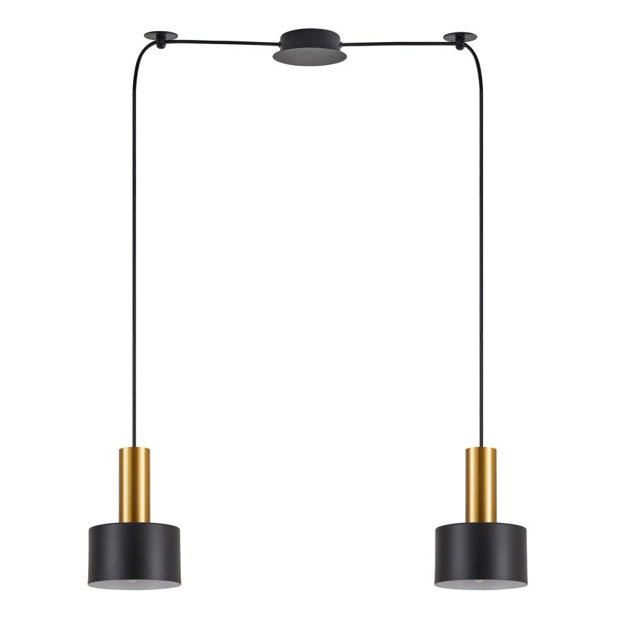 SE21-GM-4-BL2-MS1 ADEPT TUBE Gold Matt Pendant Black Metal Shade+ HOMELIGHTING 77-8634