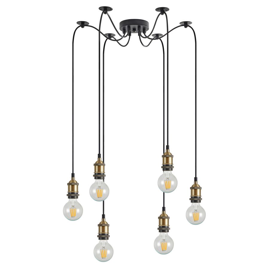 SE21-BR-10-BL6 MAGNUM Bronze Metal Pendant with Black Fabric Cable+ HOMELIGHTING 77-8689