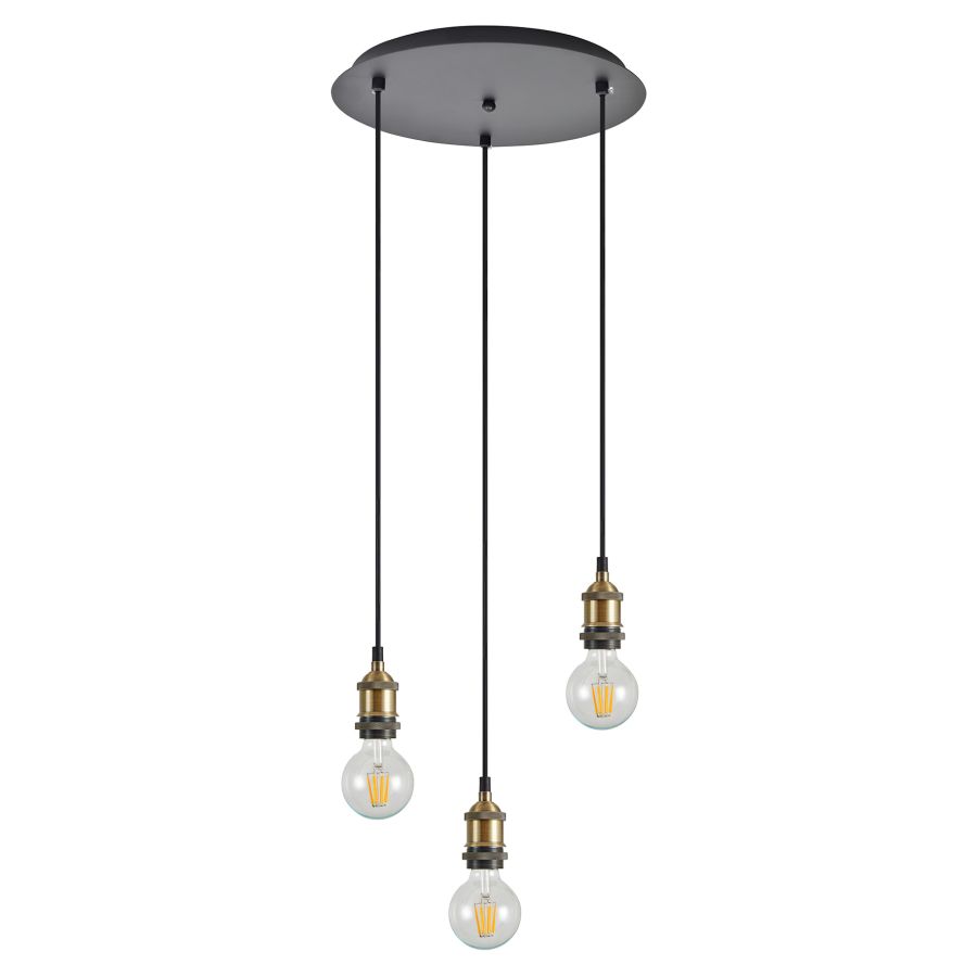SE21-BR-10-3BL MAGNUM Bronze Metal Pendant with Black Fabric Cable+ HOMELIGHTING 77-8692