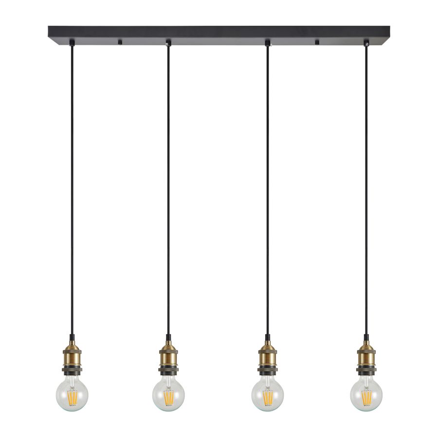 SE21-BR-10-4BL MAGNUM Bronze Metal Pendant with Black Fabric Cable+ HOMELIGHTING 77-8694