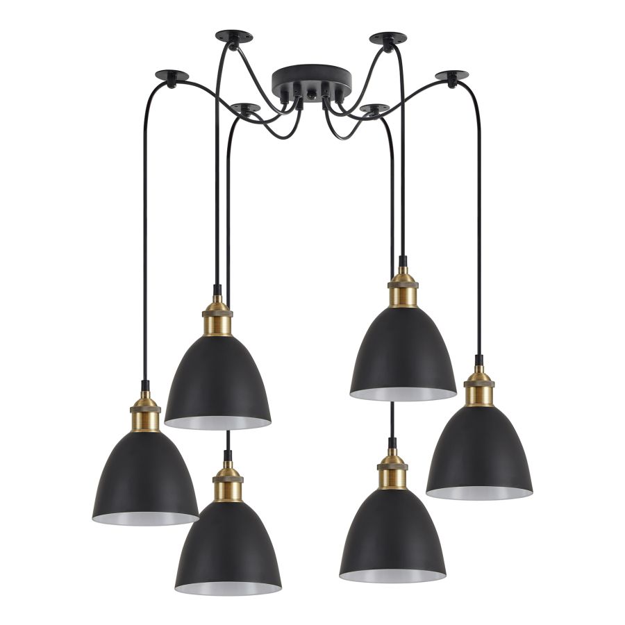 SE21-BR-10-BL6-MS2 MAGNUM BRONZE Black Metal Shade Pendant+ HOMELIGHTING 77-8768