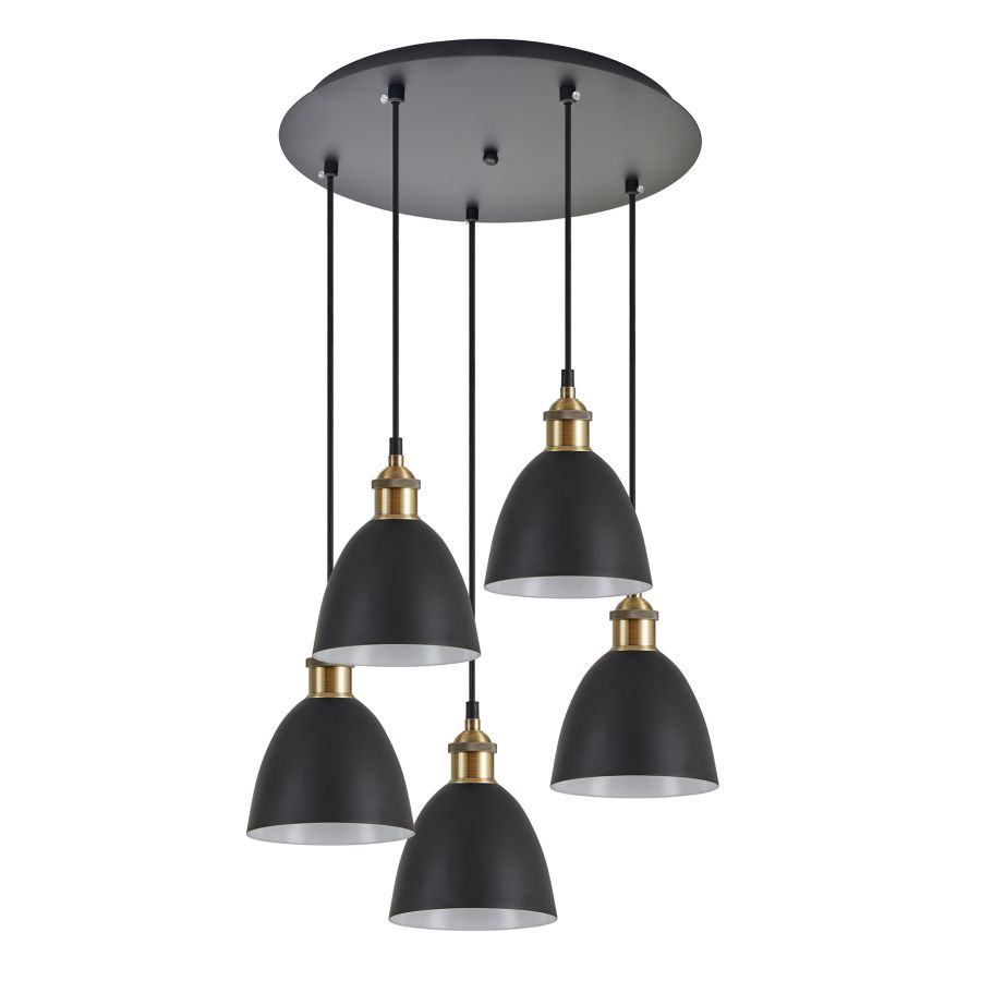 SE21-BR-10-5BL-MS2 MAGNUM BRONZE Black Metal Shade Pendant+ HOMELIGHTING 77-8772