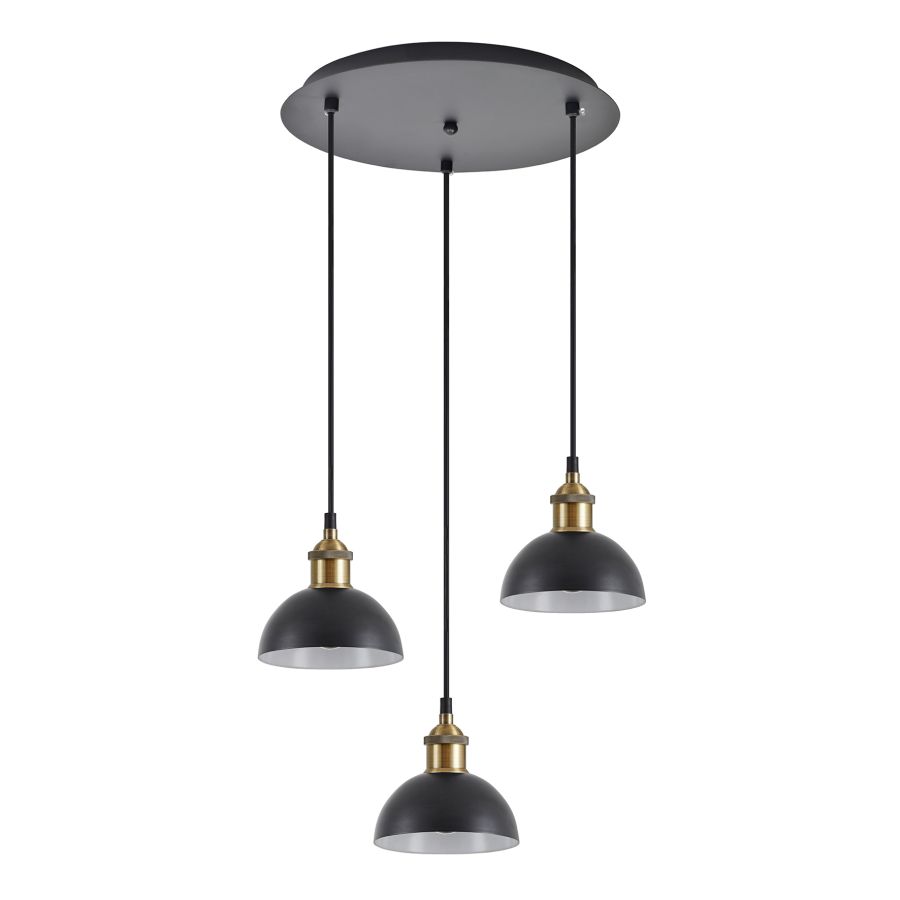 SE21-BR-10-3BL-MS3 MAGNUM BRONZE Black Metal Shade Pendant+ HOMELIGHTING 77-8778