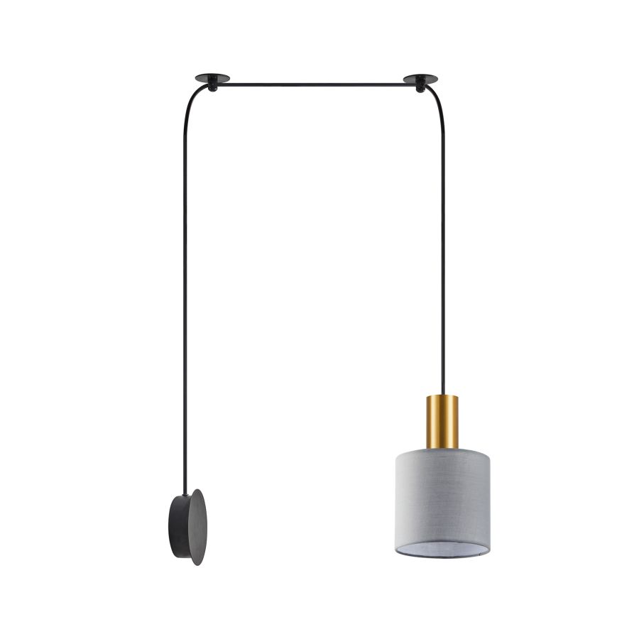 SE21-GM-4-NM1W-SH2 ADEPT TUBE Gold Matt Wall Lamp Gray Fabric Shade+ HOMELIGHTING 77-8825