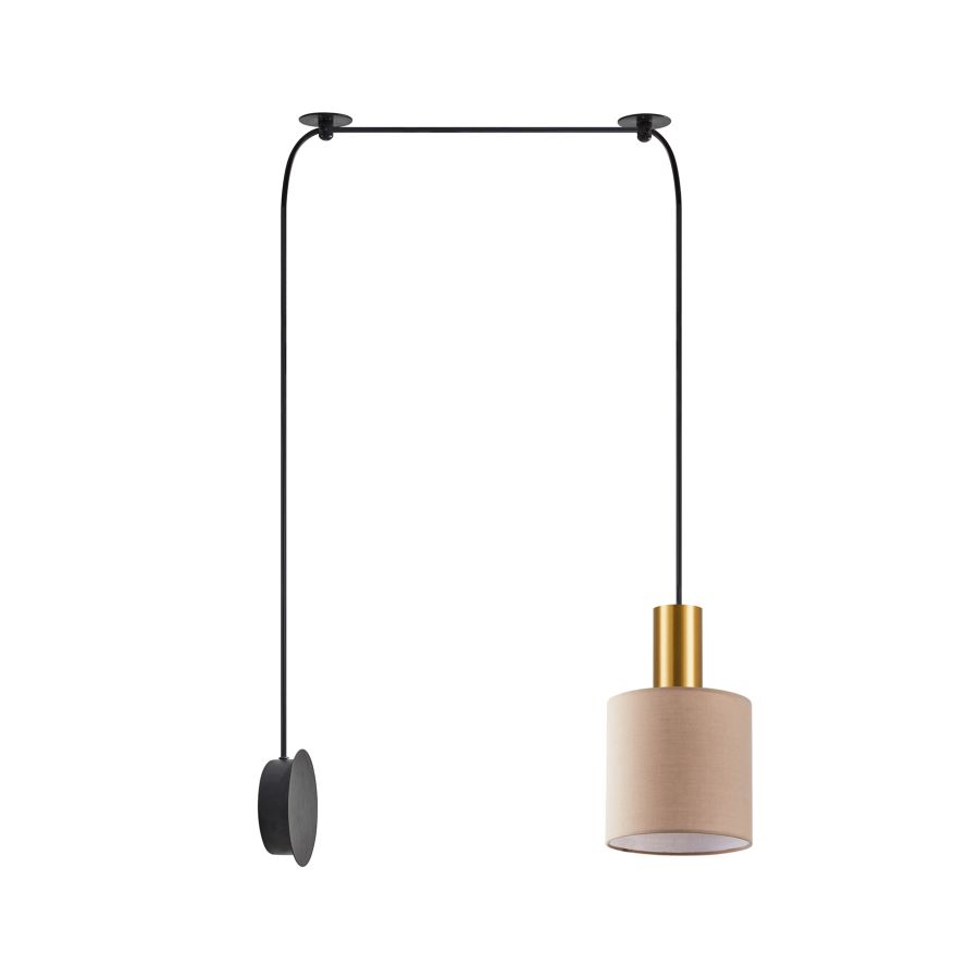 SE21-GM-4-NM1W-SH3 ADEPT TUBE Gold Matt Wall Lamp Brown Fabric Shade+ HOMELIGHTING 77-8826