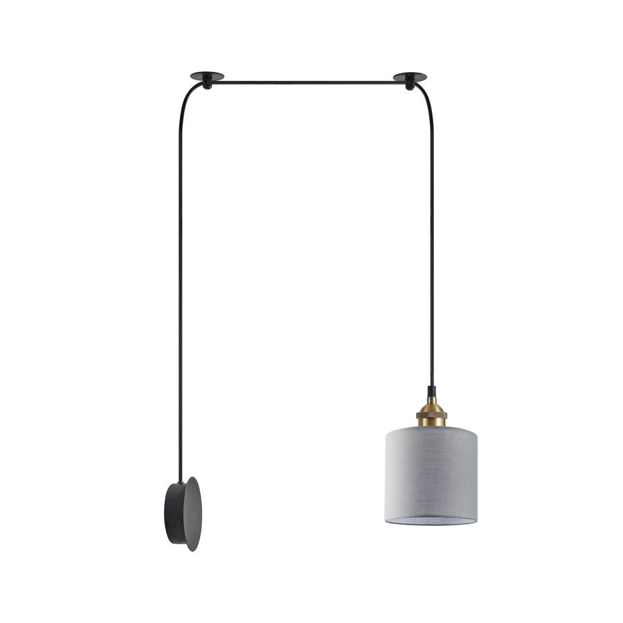SE21-BR-10-BL1W-SH2  MAGNUM BRONZE Grey Fabric Wall Lamp+ HOMELIGHTING 77-8892