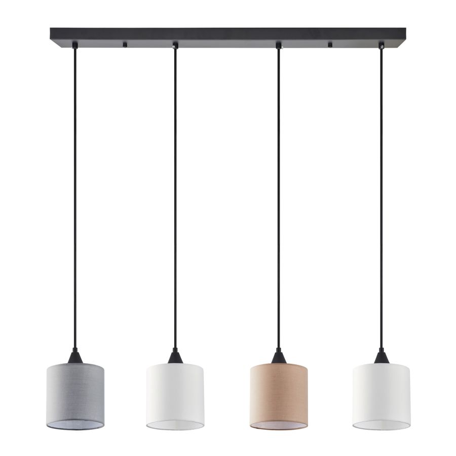 SE21-BL-B10-4BL-SH123 ADEPT FLEX White, Grey, Brown Fabric Shade Pendant+ HOMELIGHTING 77-8962